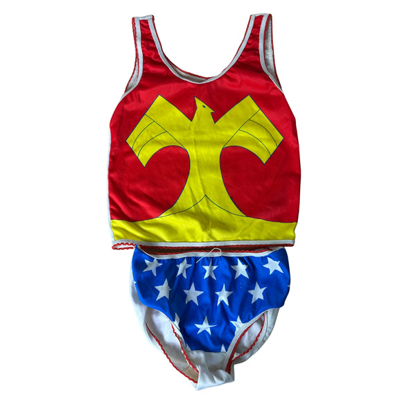 Vintage Wonder Woman Underoos Set Girls Small 4-6X DC Comics Red Blue Stars 1978 - Picture 1 of 11